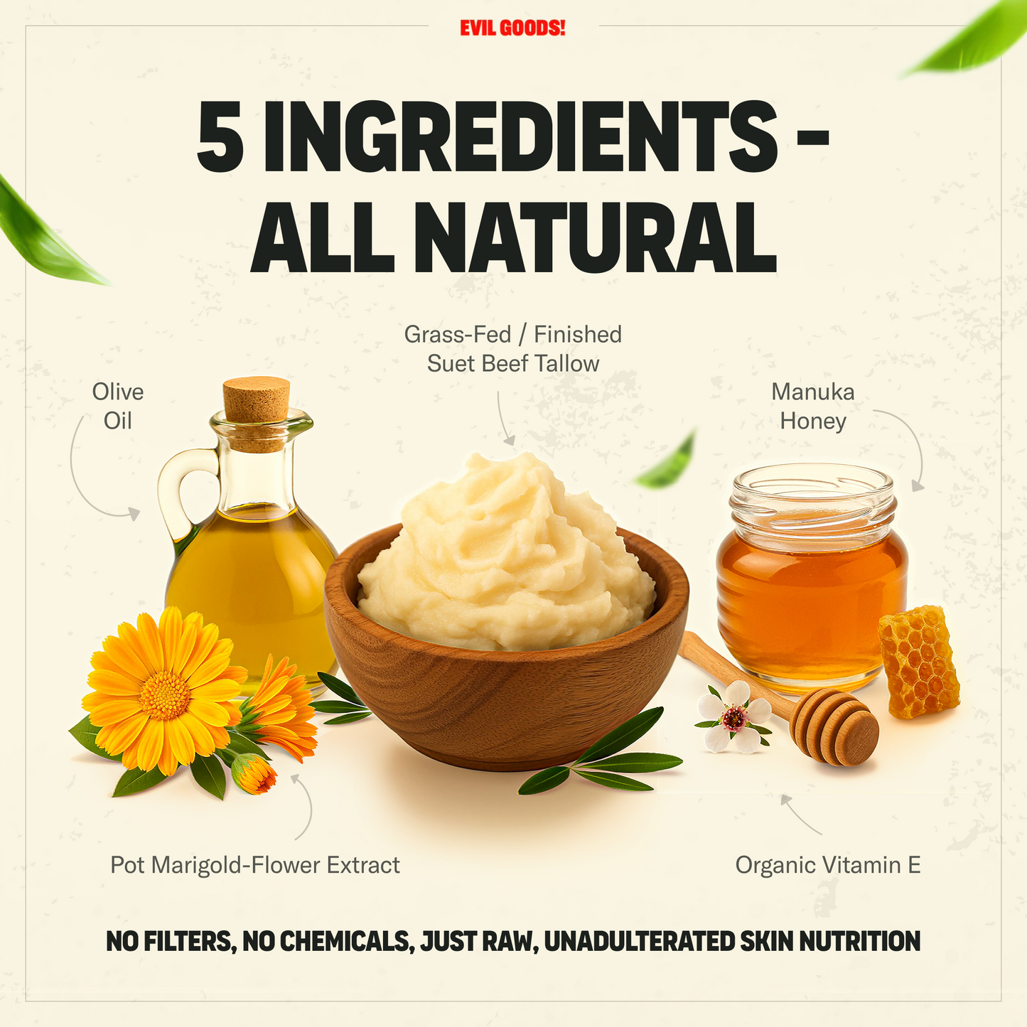 Whipped Tallow & Manuka Honey Moisturizer (V2) World’s Best Beef Tallow Balm